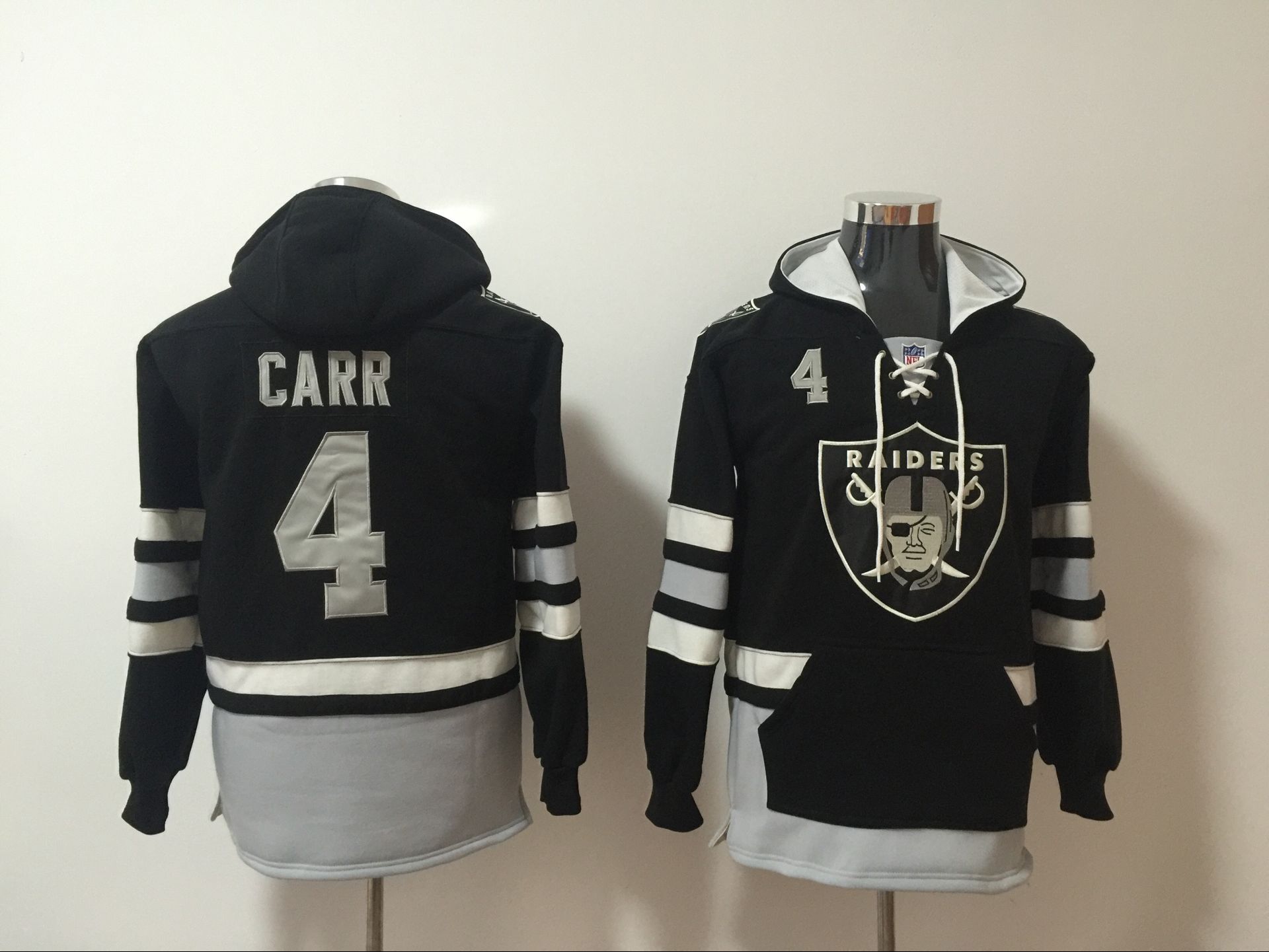 Men NFL Nike Oakland Raiders #4 Carr black Sweatshirts-0